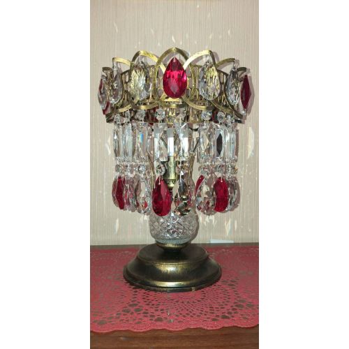 Настольная лампа Астра №1 под бронзу Красная в Химках Гусь Хрустальный