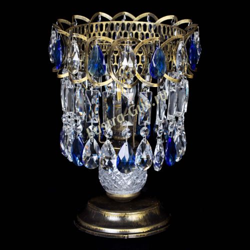 Настольная лампа Астра №1 под бронзу Синяя в Химках Гусь Хрустальный