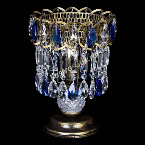 Настольная лампа Астра №1 под бронзу Синяя в Химках Гусь Хрустальный