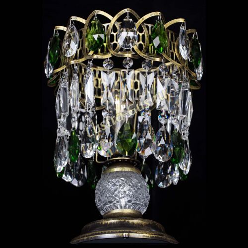 Настольная лампа Астра №1 под бронзу Зеленая в Химках Гусь Хрустальный