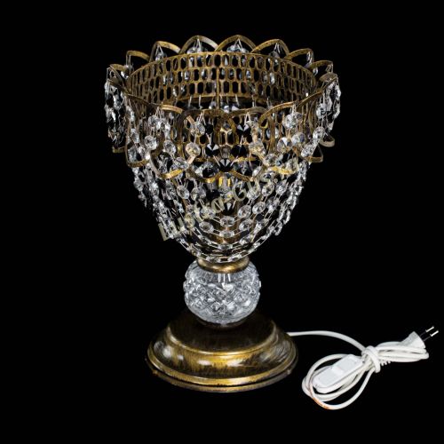 Настольная лампа Астра ажур №1 под бронзу Черная в Химках Гусь Хрустальный