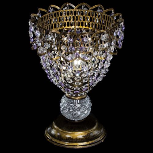 Настольная лампа Астра ажур №1 под бронзу Фиолетовая в Химках Гусь Хрустальный