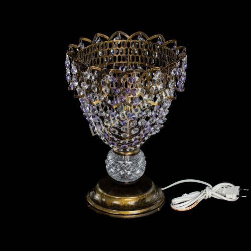 Настольная лампа Астра ажур №1 под бронзу Фиолетовая в Химках Гусь Хрустальный