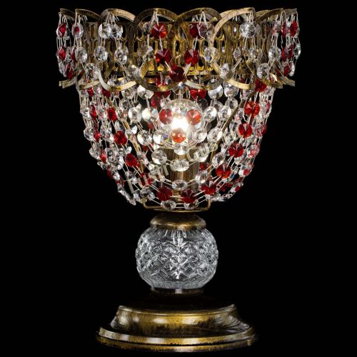 Настольная лампа Астра ажур №1 под бронзу Красная в Химках Гусь Хрустальный