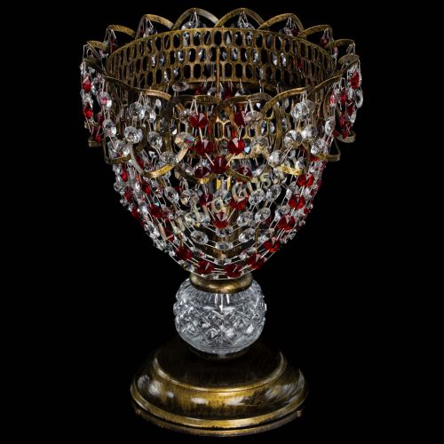 Настольная лампа Астра ажур №1 под бронзу Красная в Химках Гусь Хрустальный