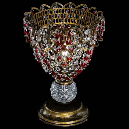 Настольная лампа Астра ажур №1 под бронзу Красная в Химках Гусь Хрустальный