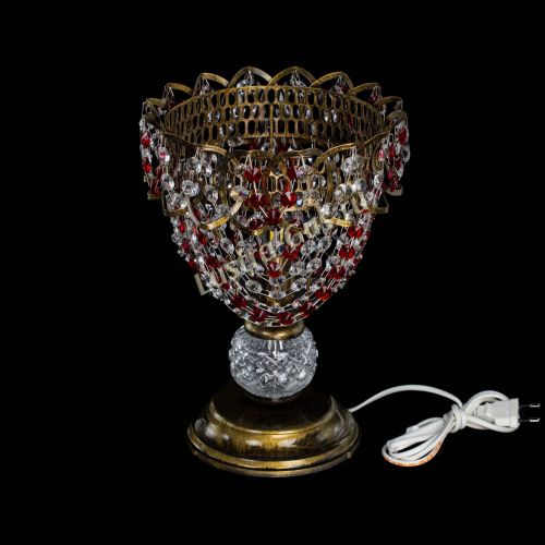 Настольная лампа Астра ажур №1 под бронзу Красная в Химках Гусь Хрустальный