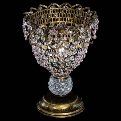 Настольная лампа Астра ажур №1 под бронзу Розовая в Химках Гусь Хрустальный