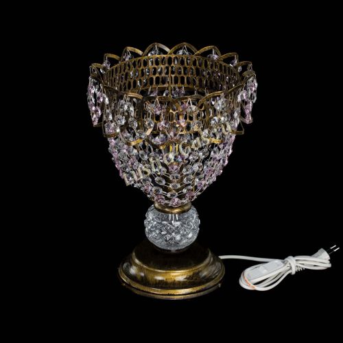 Настольная лампа Астра ажур №1 под бронзу Розовая в Химках Гусь Хрустальный