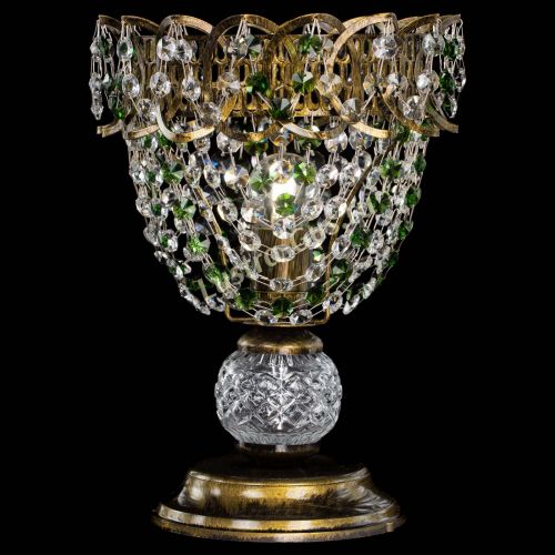 Настольная лампа Астра ажур №1 под бронзу Зеленая в Химках Гусь Хрустальный