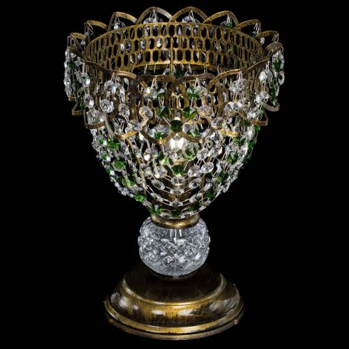 Настольная лампа Астра ажур №1 под бронзу Зеленая в Химках Гусь Хрустальный