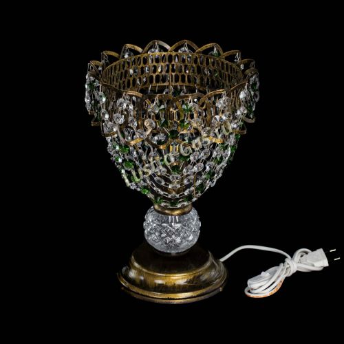 Настольная лампа Астра ажур №1 под бронзу Зеленая в Химках Гусь Хрустальный