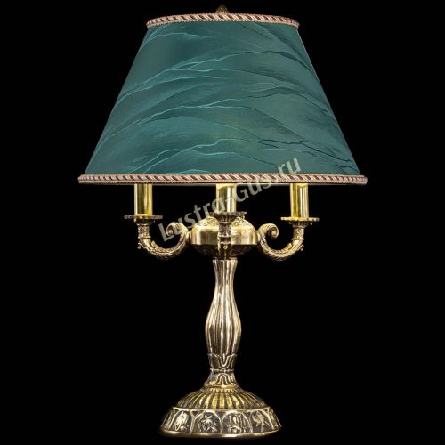 Бронзовая настольная лампа Аврора №3 с абажуром в Химках Гусь Хрустальный