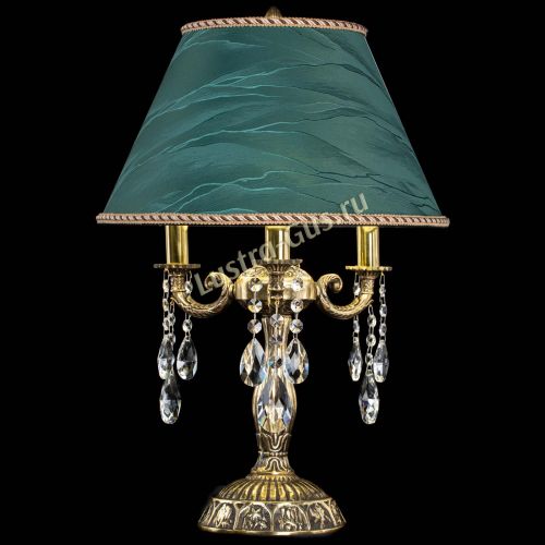 Бронзовая настольная лампа Аврора №3 Журавлик с абажуром в Химках Гусь Хрустальный