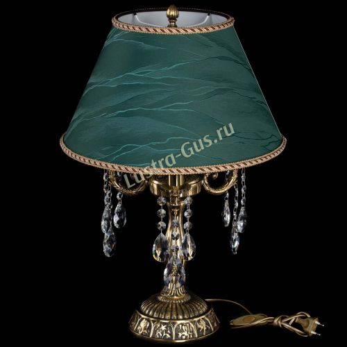 Бронзовая настольная лампа Аврора №3 Журавлик с абажуром в Химках Гусь Хрустальный