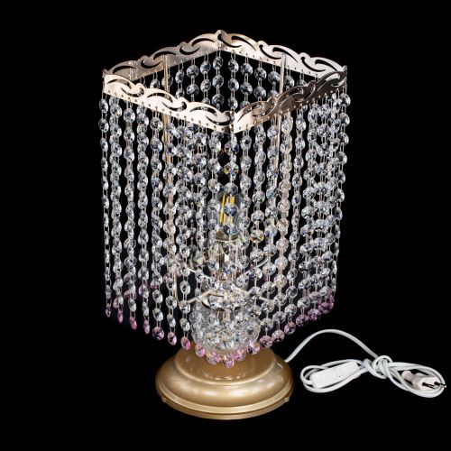 Настольная лампа Квадрат оптикон №1 розовая в Химках Гусь Хрустальный