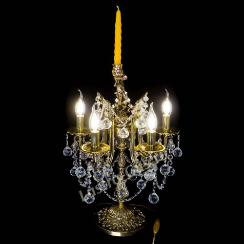 Бронзовая настольная лампа Луиза №5/2 шар в Химках Гусь Хрустальный