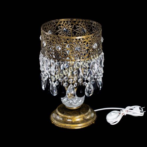 Настольная лампа Восток с пластинками под бронзу Черная в Химках Гусь Хрустальный