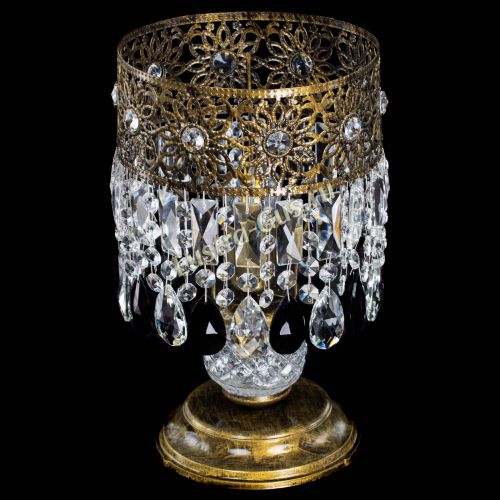 Настольная лампа Восток с пластинками под бронзу Черная в Химках Гусь Хрустальный