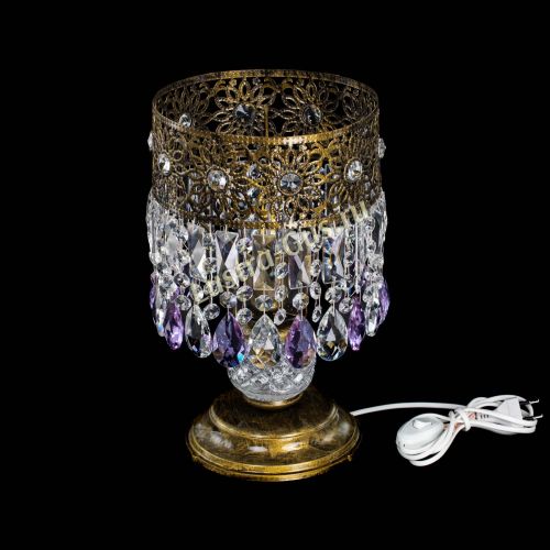 Настольная лампа Восток с пластинками под бронзу Фиолетовая в Химках Гусь Хрустальный