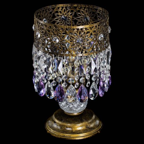 Настольная лампа Восток с пластинками под бронзу Фиолетовая в Химках Гусь Хрустальный
