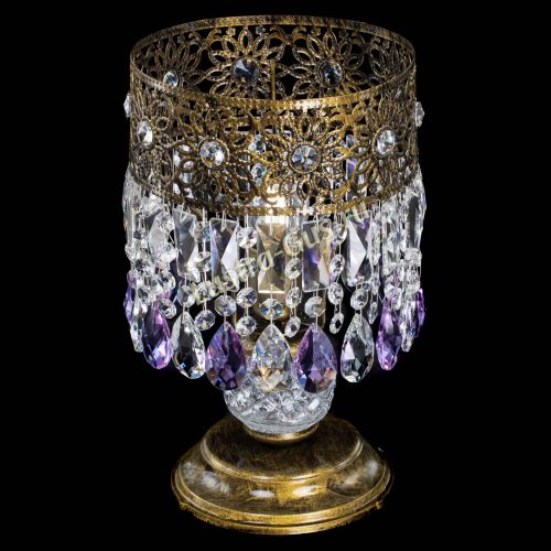 Настольная лампа Восток с пластинками под бронзу Фиолетовая в Химках Гусь Хрустальный