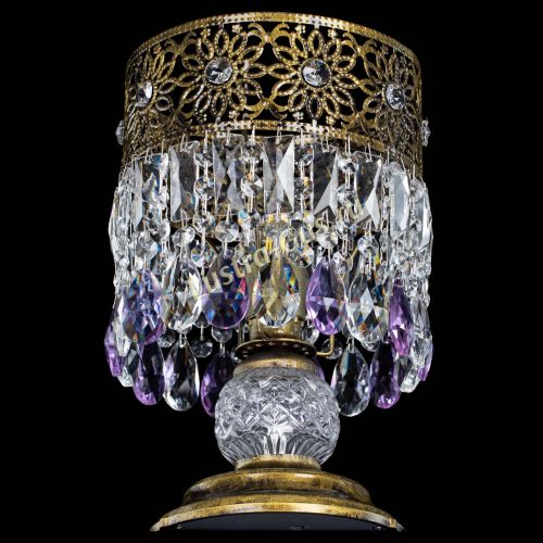 Настольная лампа Восток с пластинками под бронзу Фиолетовая в Химках Гусь Хрустальный