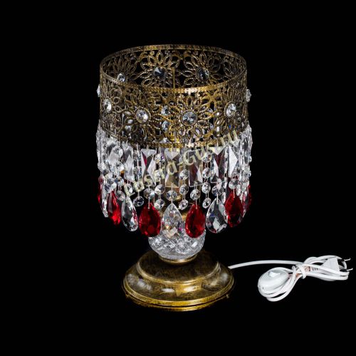Настольная лампа Восток с пластинками под бронзу Красная в Химках Гусь Хрустальный