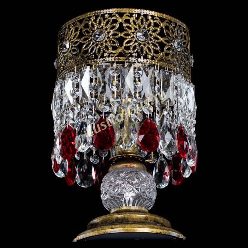 Настольная лампа Восток с пластинками под бронзу Красная в Химках Гусь Хрустальный