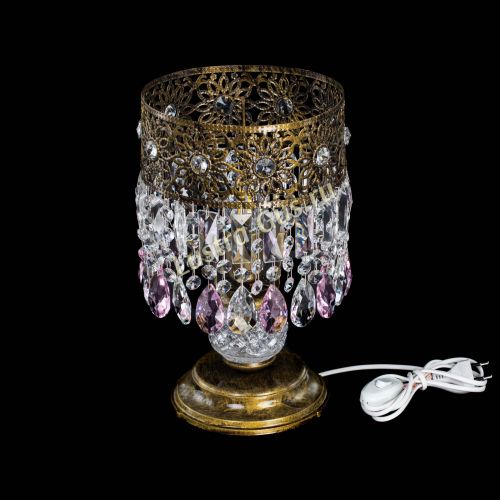 Настольная лампа Восток с пластинками под бронзу Розовая в Химках Гусь Хрустальный