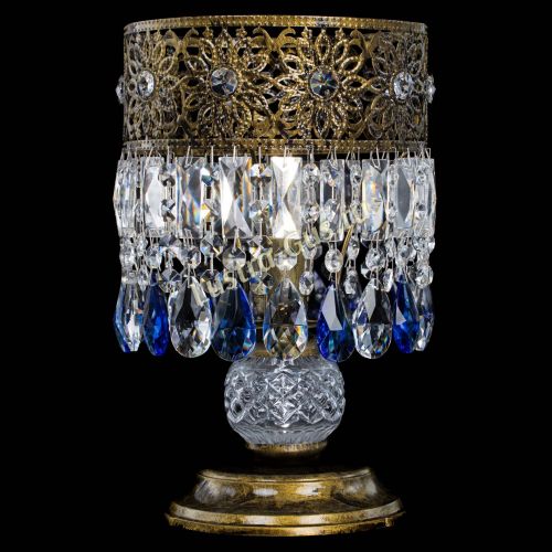 Настольная лампа Восток с пластинками под бронзу Синяя в Химках Гусь Хрустальный