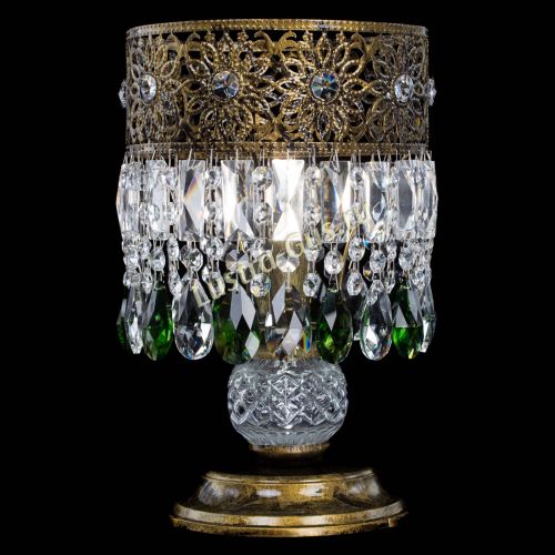 Настольная лампа Восток с пластинками под бронзу Зеленая в Химках Гусь Хрустальный