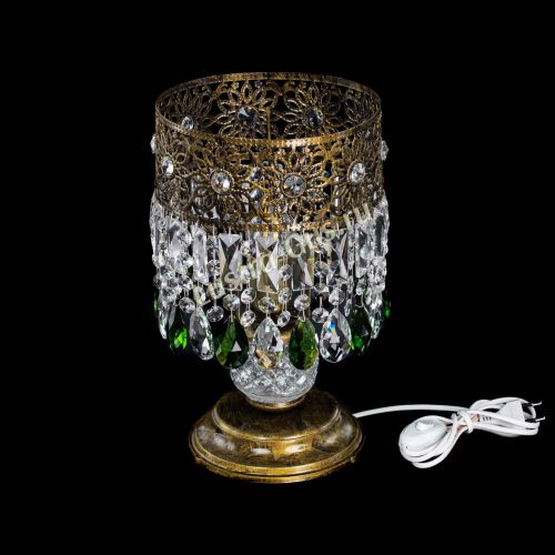 Настольная лампа Восток с пластинками под бронзу Зеленая в Химках Гусь Хрустальный