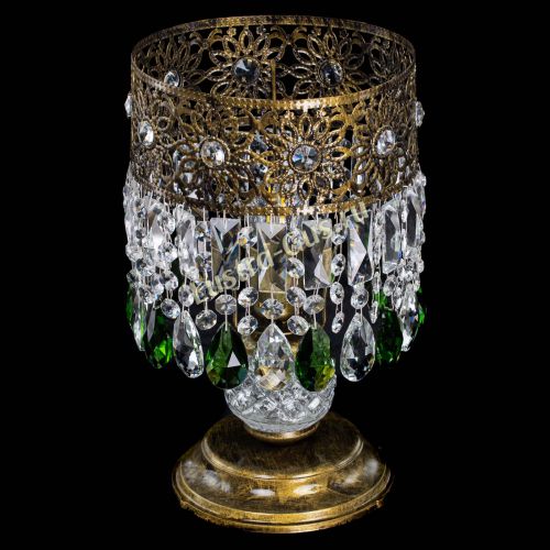 Настольная лампа Восток с пластинками под бронзу Зеленая в Химках Гусь Хрустальный