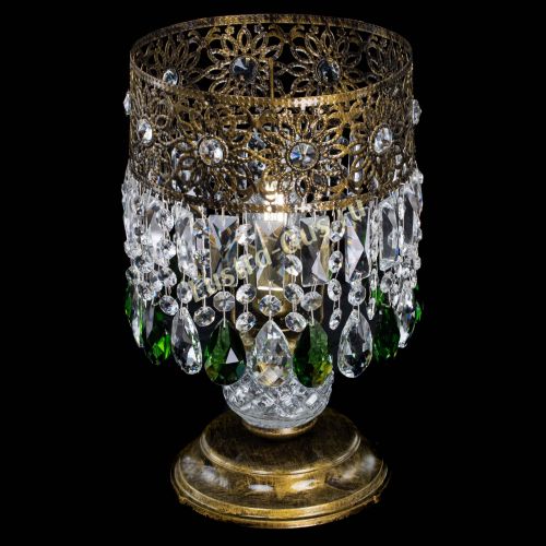 Настольная лампа Восток с пластинками под бронзу Зеленая в Химках Гусь Хрустальный