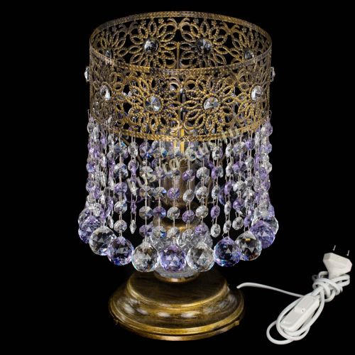 Настольная лампа Восток с шарами под бронзу Фиолетовая в Химках Гусь Хрустальный