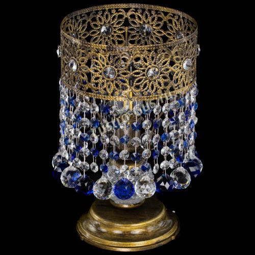 Настольная лампа Восток с шарами под бронзу Синяя в Химках Гусь Хрустальный