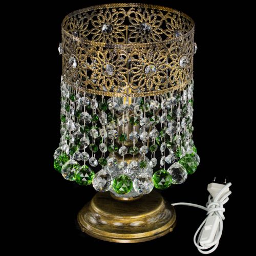 Настольная лампа Восток с шарами под бронзу Зеленая в Химках Гусь Хрустальный
