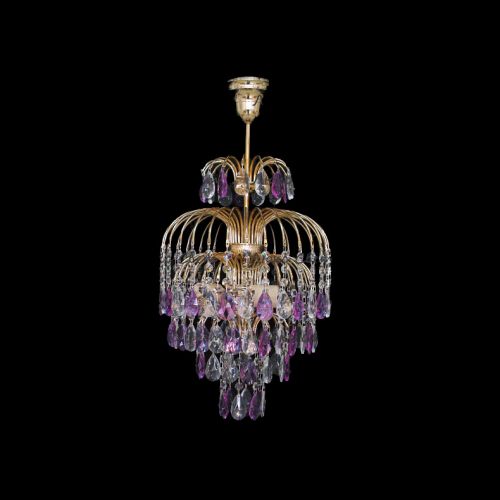 Люстра Хрустальные брызги с подвесом журавлик фиолетовый в Химках Гусь Хрустальный