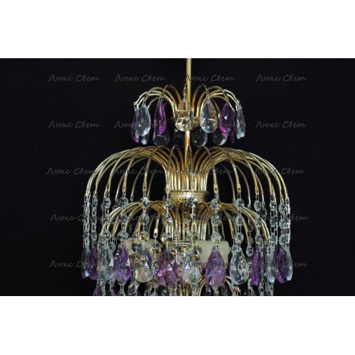 Люстра Хрустальные брызги с подвесом журавлик фиолетовый в Химках Гусь Хрустальный