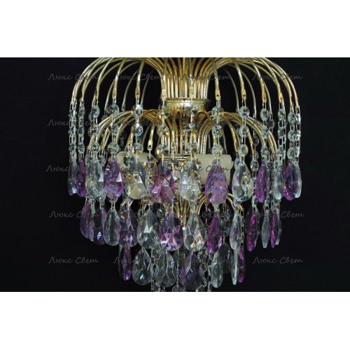 Люстра Хрустальные брызги с подвесом журавлик фиолетовый в Химках Гусь Хрустальный