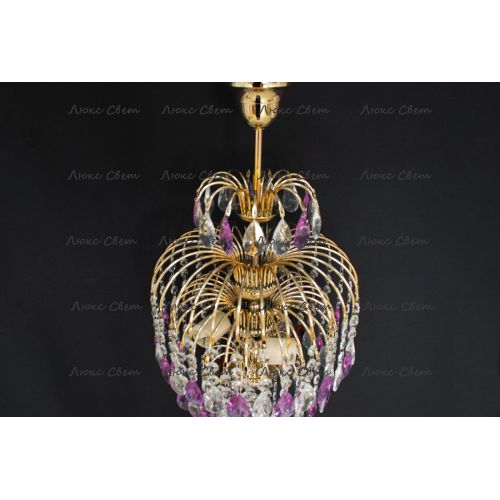 Люстра Хрустальные брызги с подвесом журавлик фиолетовый в Химках Гусь Хрустальный