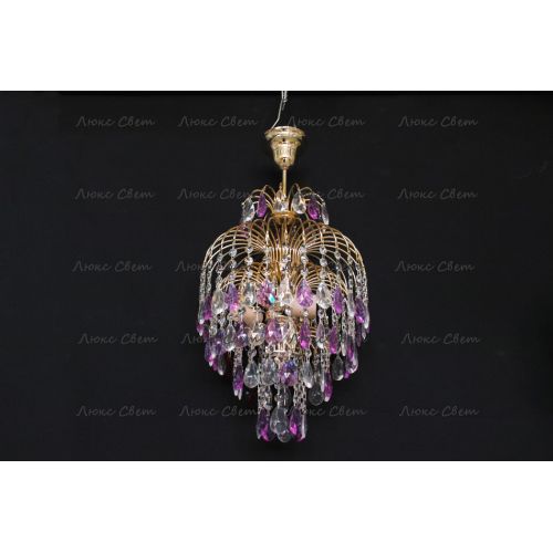 Люстра Хрустальные брызги с подвесом журавлик фиолетовый в Химках Гусь Хрустальный