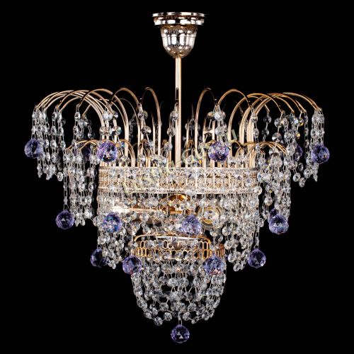 Люстра Агата Венеция №2 - 3 лампы фиолетовая в Химках Гусь Хрустальный