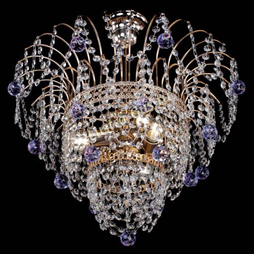 Люстра Агата Венеция №2 - 3 лампы фиолетовая в Химках Гусь Хрустальный