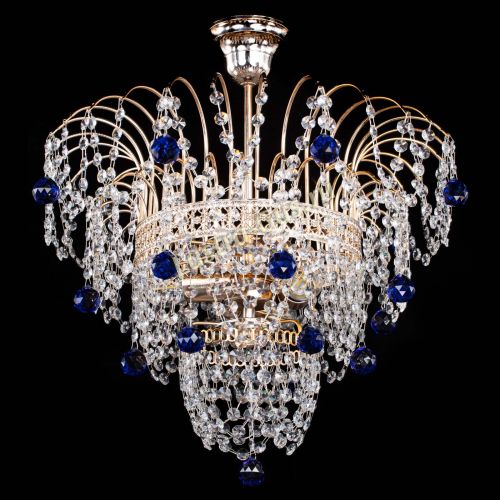 Люстра Агата Венеция №2 - 3 лампы синяя в Химках Гусь Хрустальный