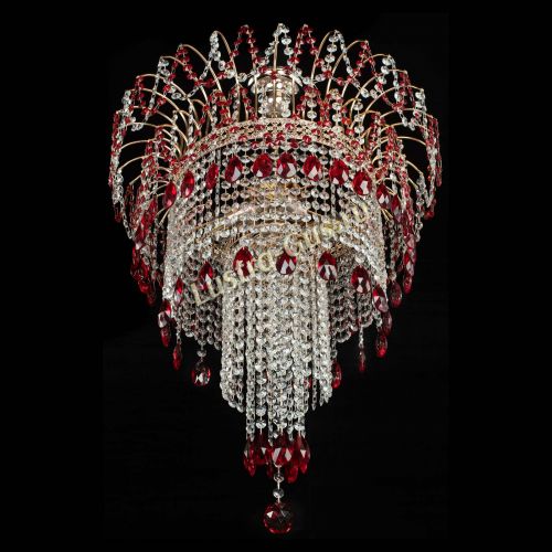 Люстра Агата Венеция №4 длинная Красная в Химках Гусь Хрустальный
