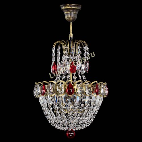 Люстра Астра №1 с подвесом под бронзу Красная в Химках Гусь Хрустальный