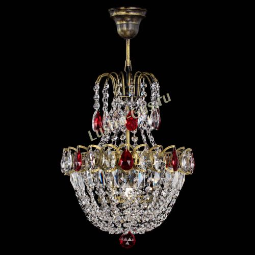 Люстра Астра №1 с подвесом под бронзу Красная в Химках Гусь Хрустальный