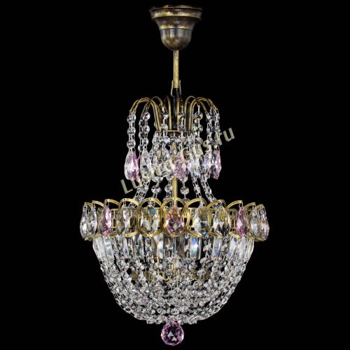 Люстра Астра №1 с подвесом под бронзу Розовая в Химках Гусь Хрустальный